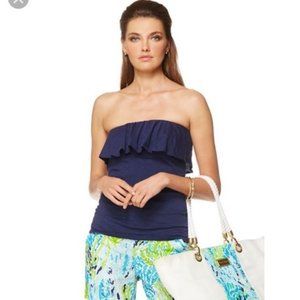 Lilly Pulitzer Wiley Ruffle Tube Top in Navy